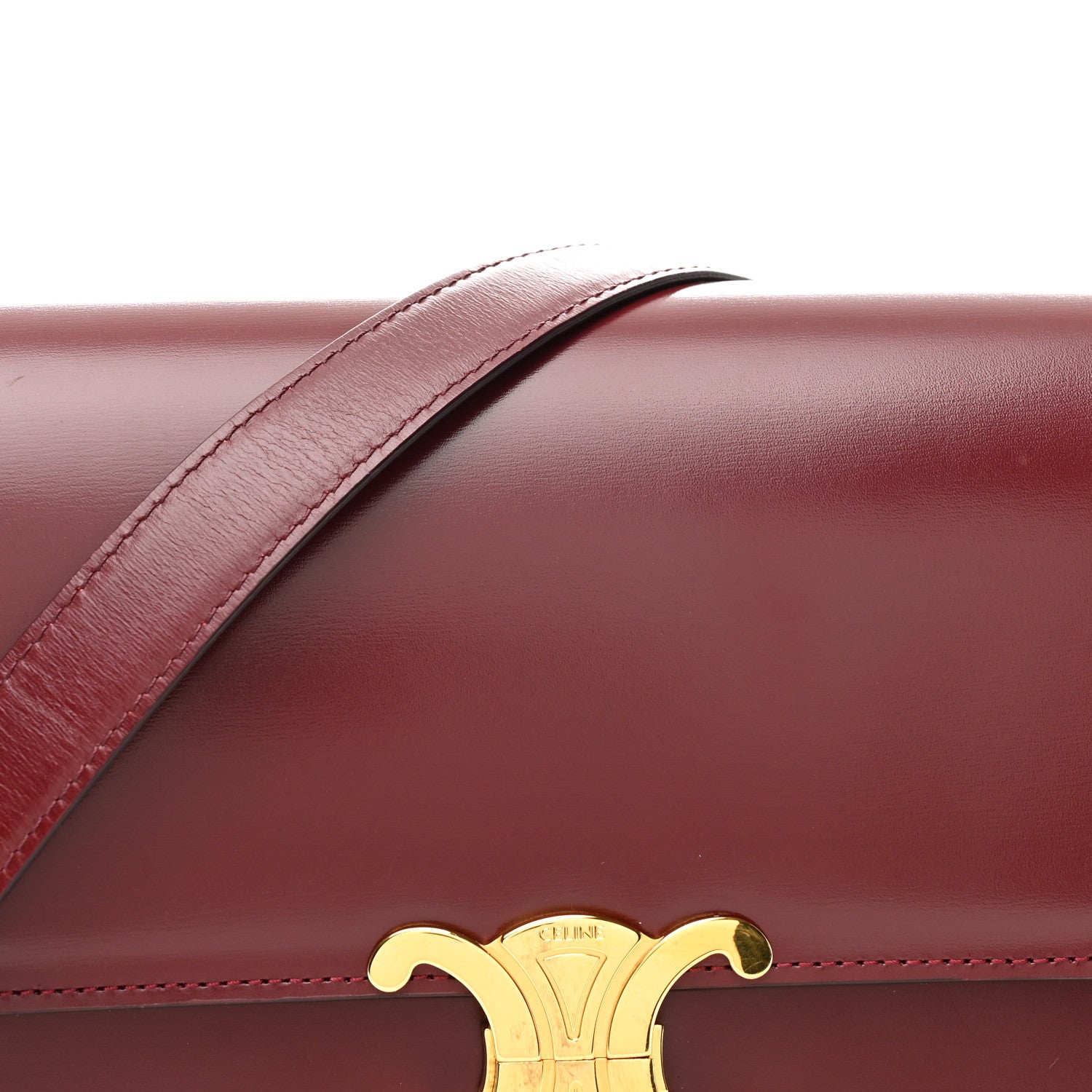 Celine Shiny Calfskin Medium Triomphe Light Burgundy 8 of 10