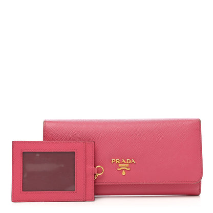Prada Saffiano Metal Continental Flap Wallet Peonia 1 of 12