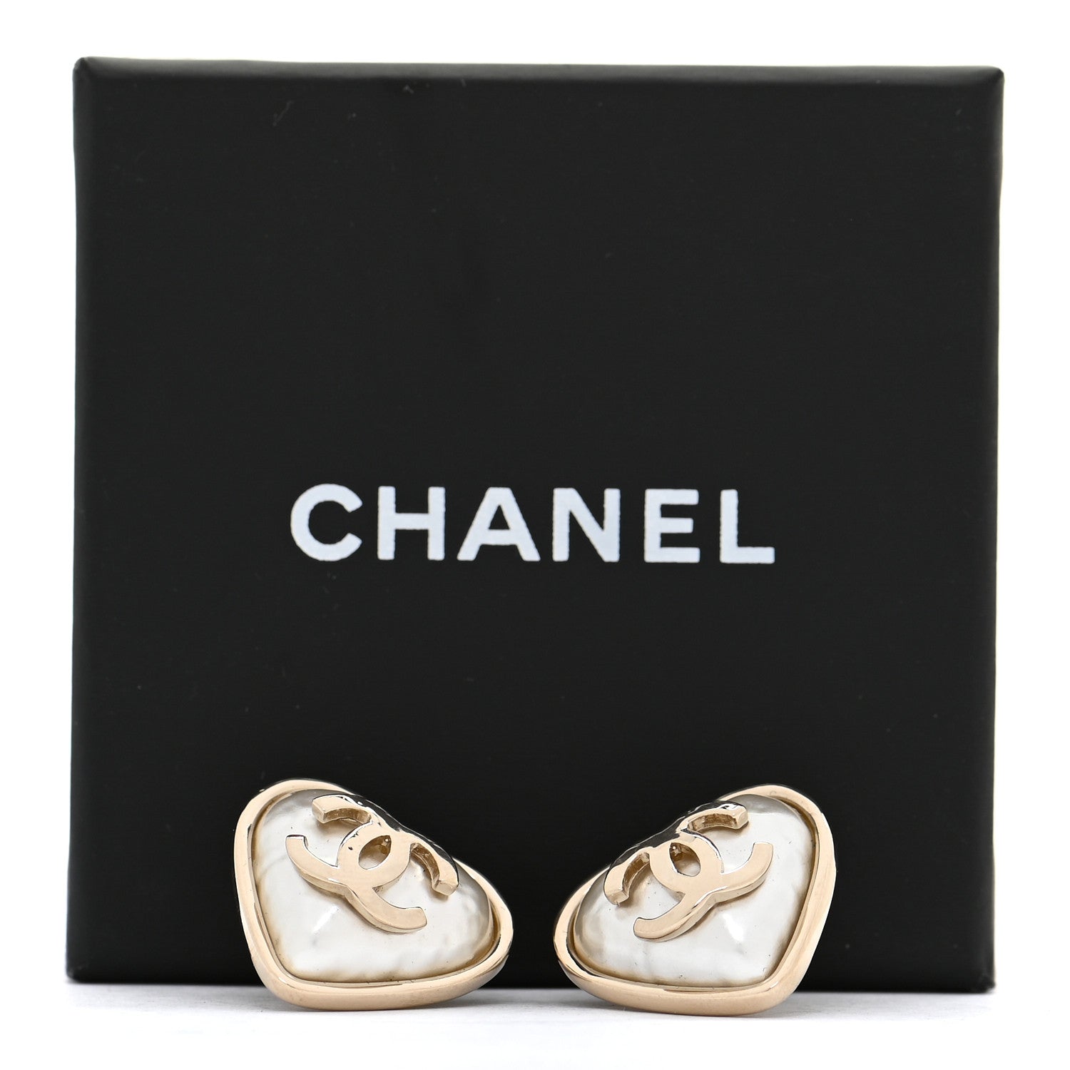 Chanel Pearl CC Heart Earrings Gold 6 of 6