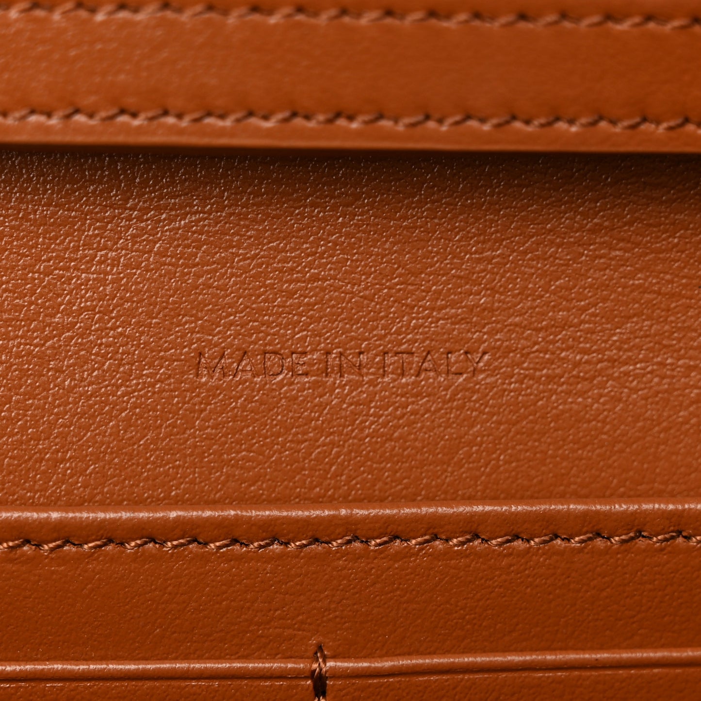 Shiny Calfskin Cuir Triomphe Wallet on Chain Tan