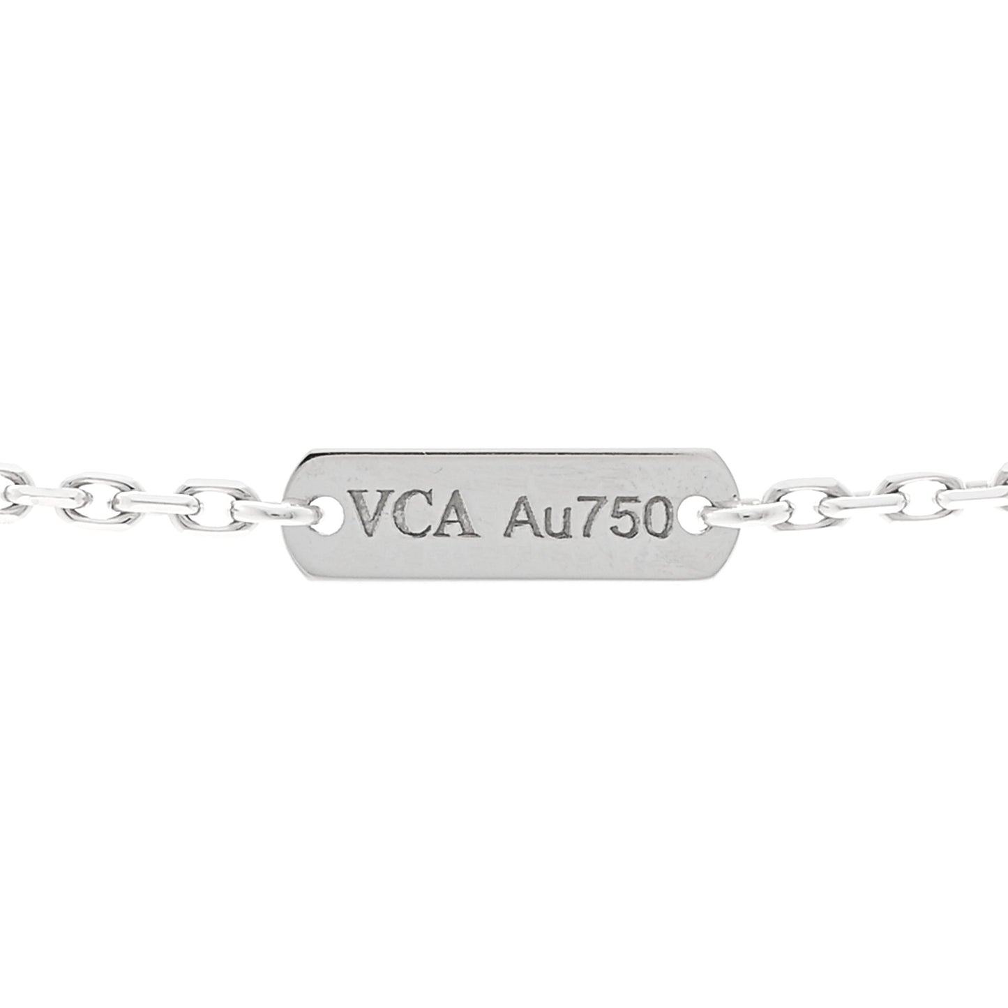 18K White Gold Mother of Pearl Vintage Alhambra Pendant Necklace