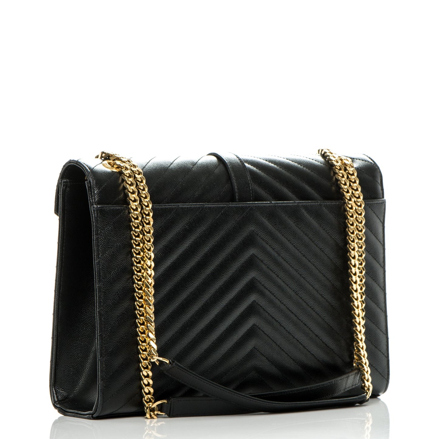 Grain De Poudre Matelasse Chevron Large Monogram Satchel Black