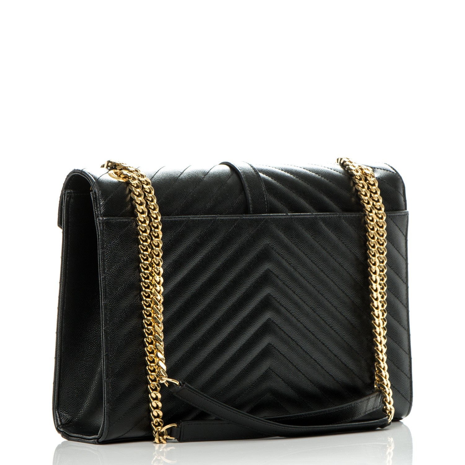 Saint Laurent Grain De Poudre Matelasse Chevron Large Monogram Satchel Black 3 of 11