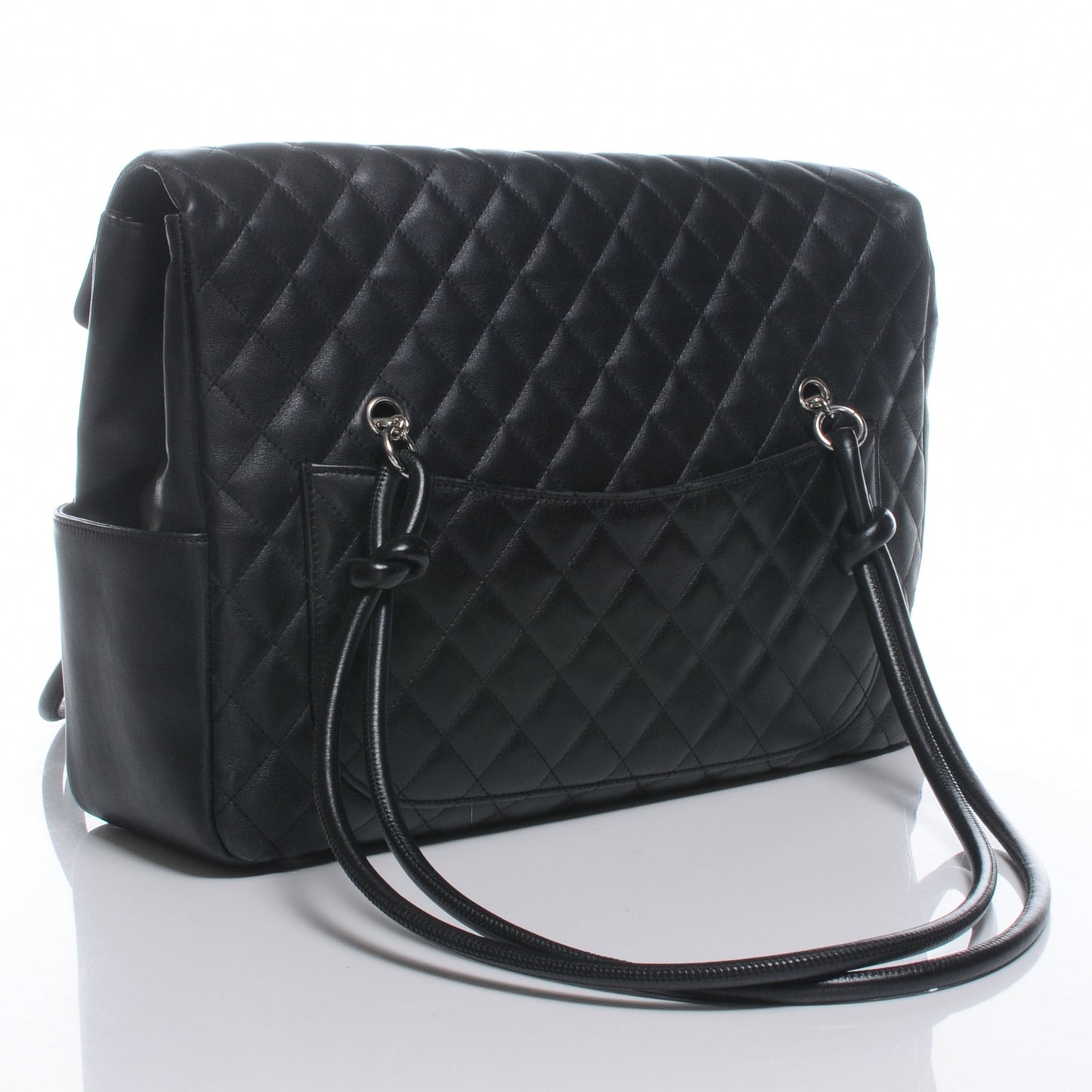 Calfskin Quilted Large Cambon Flap Black