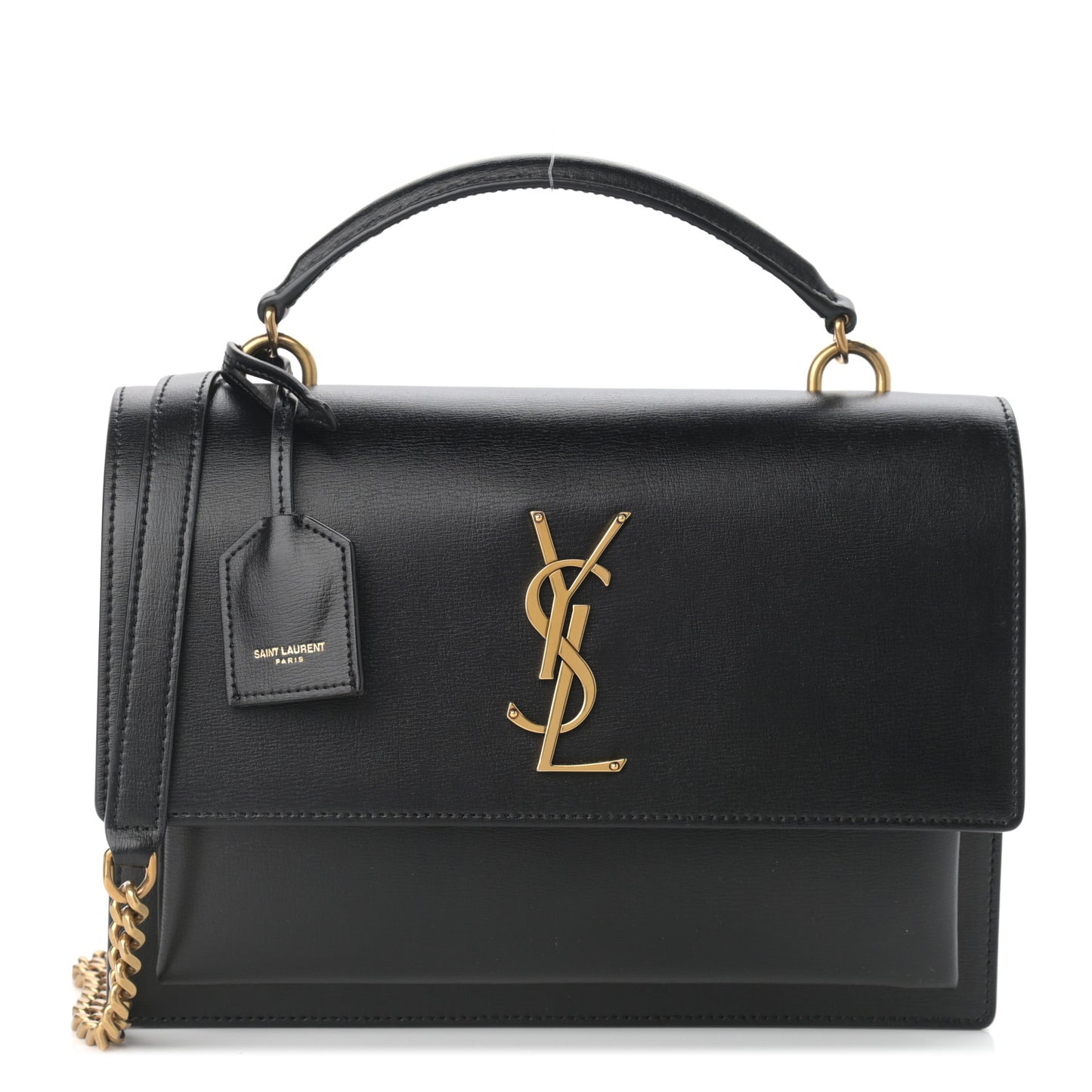 Smooth Calfskin Medium Monogram Sunset Satchel Black