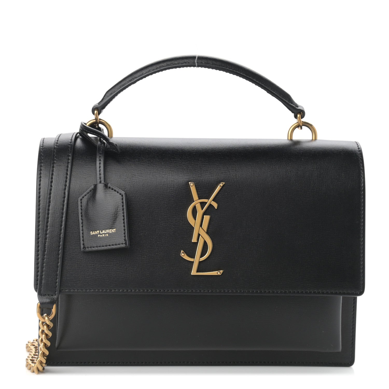 Saint Laurent Smooth Calfskin Medium Monogram Sunset Satchel Black 1 of 11