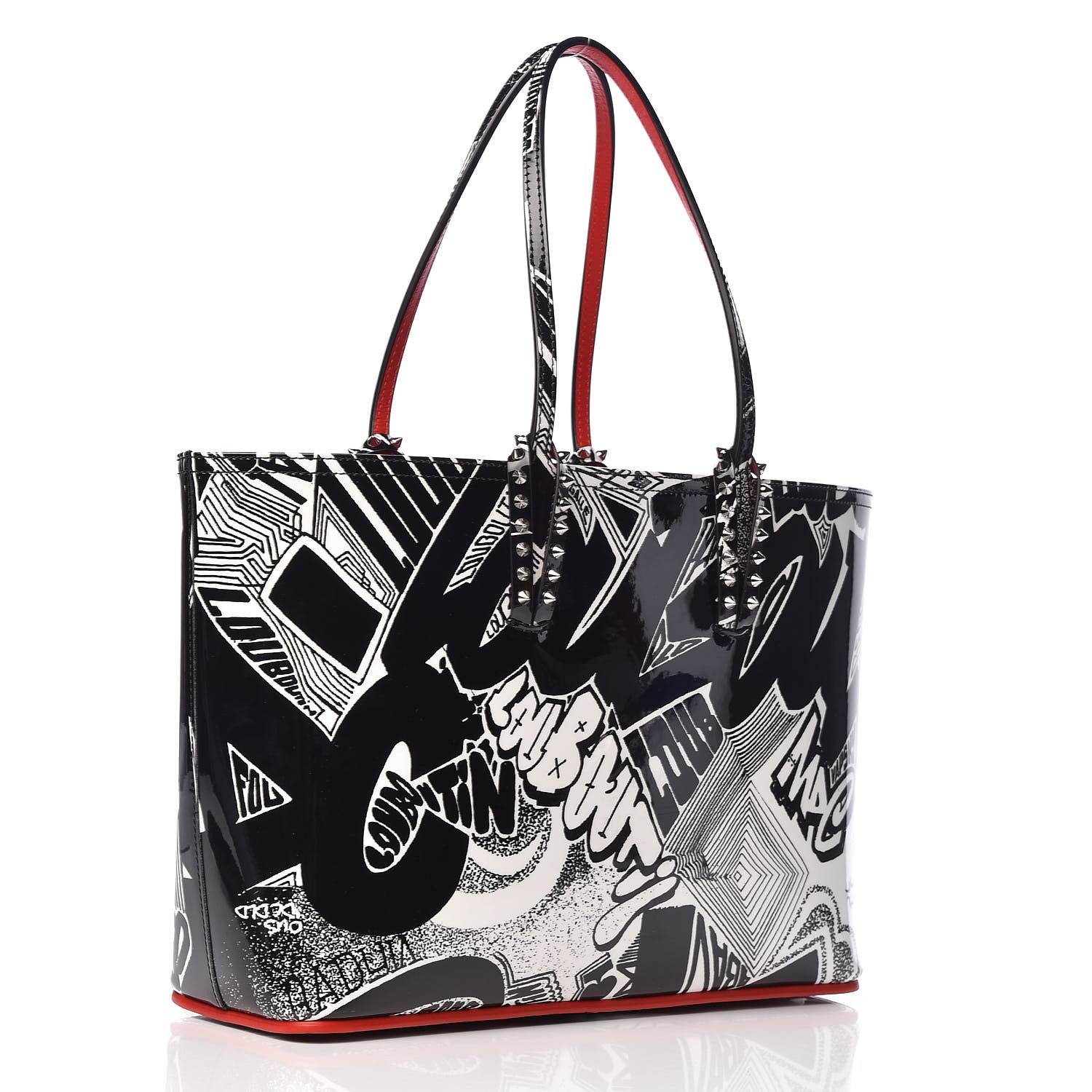 Christian Louboutin Patent Metro Graf Spikes East West Cabata Tote Black 4 of 10