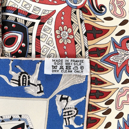 Hermes Silk Le Jardin De La Maharani Scarf 90 Ivory Bleu Bois De Rose 4 of 4