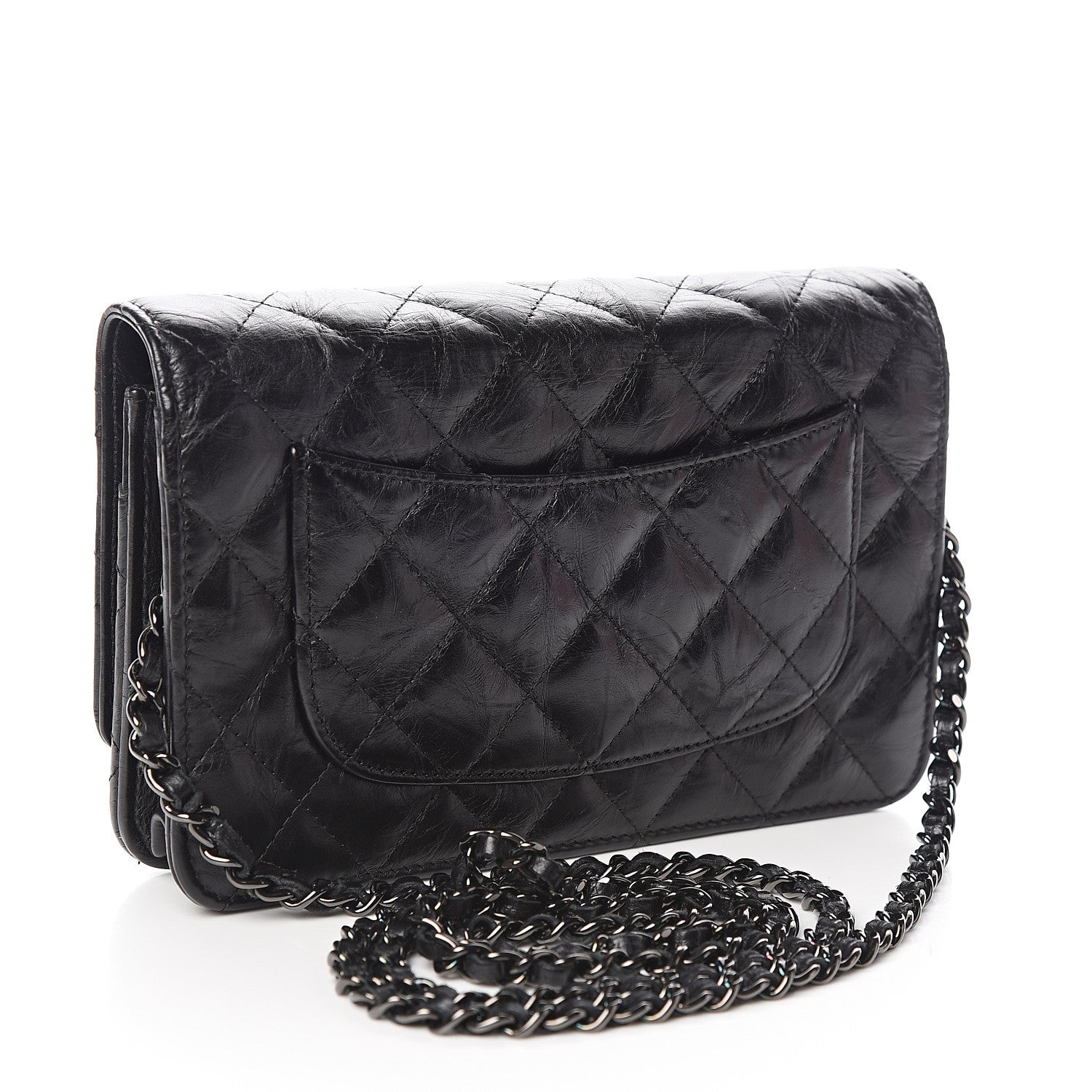 Chanel Aged Calfskin Quilted Reissue Wallet On Chain WOC So Black 2 of 12
