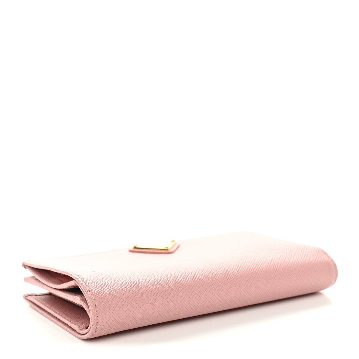 Saffiano Calfskin Triangle Continental Wallet Baby Pink