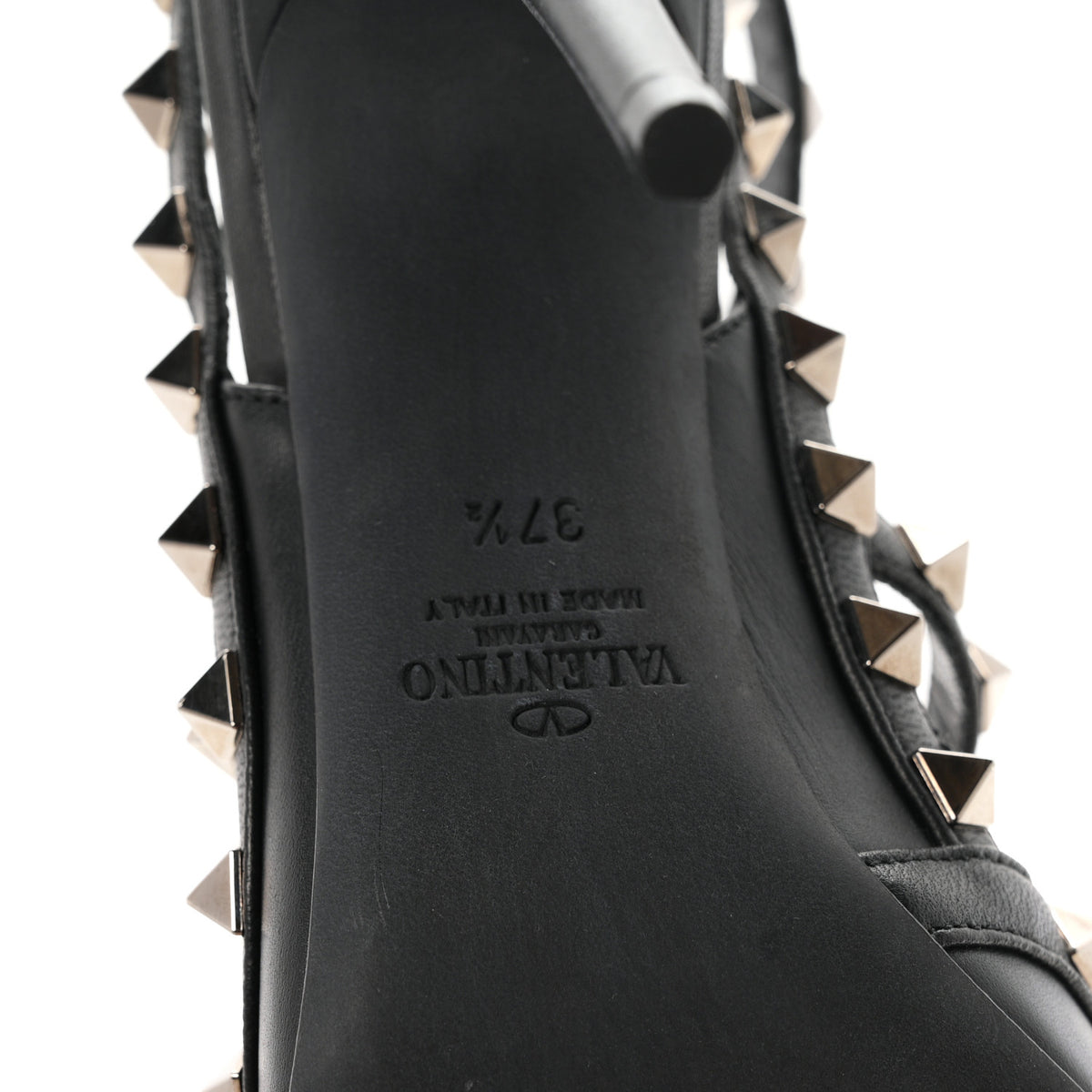 Nappa Rockstud Ankle Strap Pumps 37.5 Black
