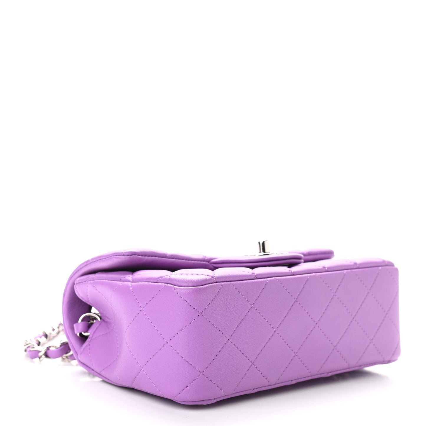 Lambskin Quilted Mini Rectangular Flap Purple