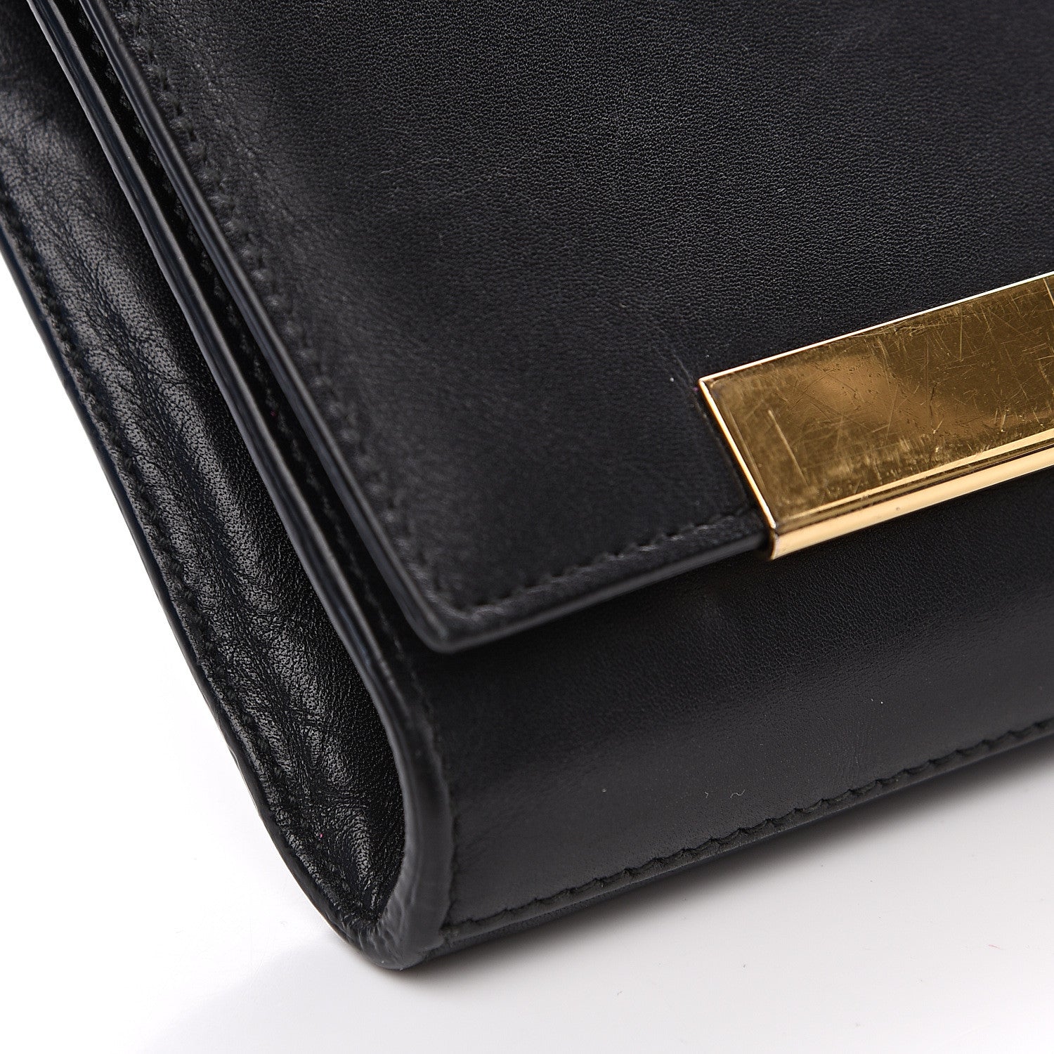 Saint Laurent Calfskin Lutetia Flap Clutch Black 9 of 11