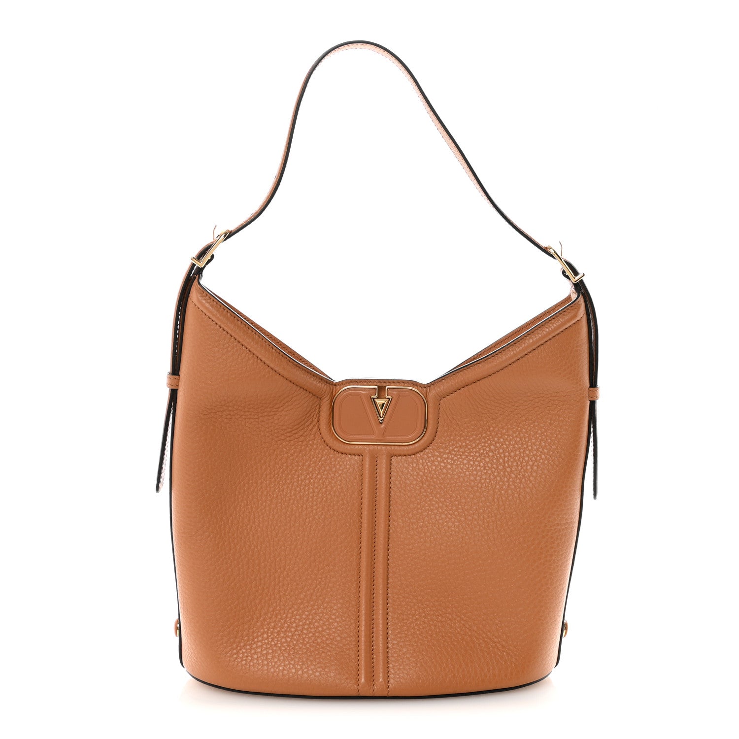 Valentino Garavani Grainy Calfskin Vertical Hobo Bag Almond Beige 1 of 9