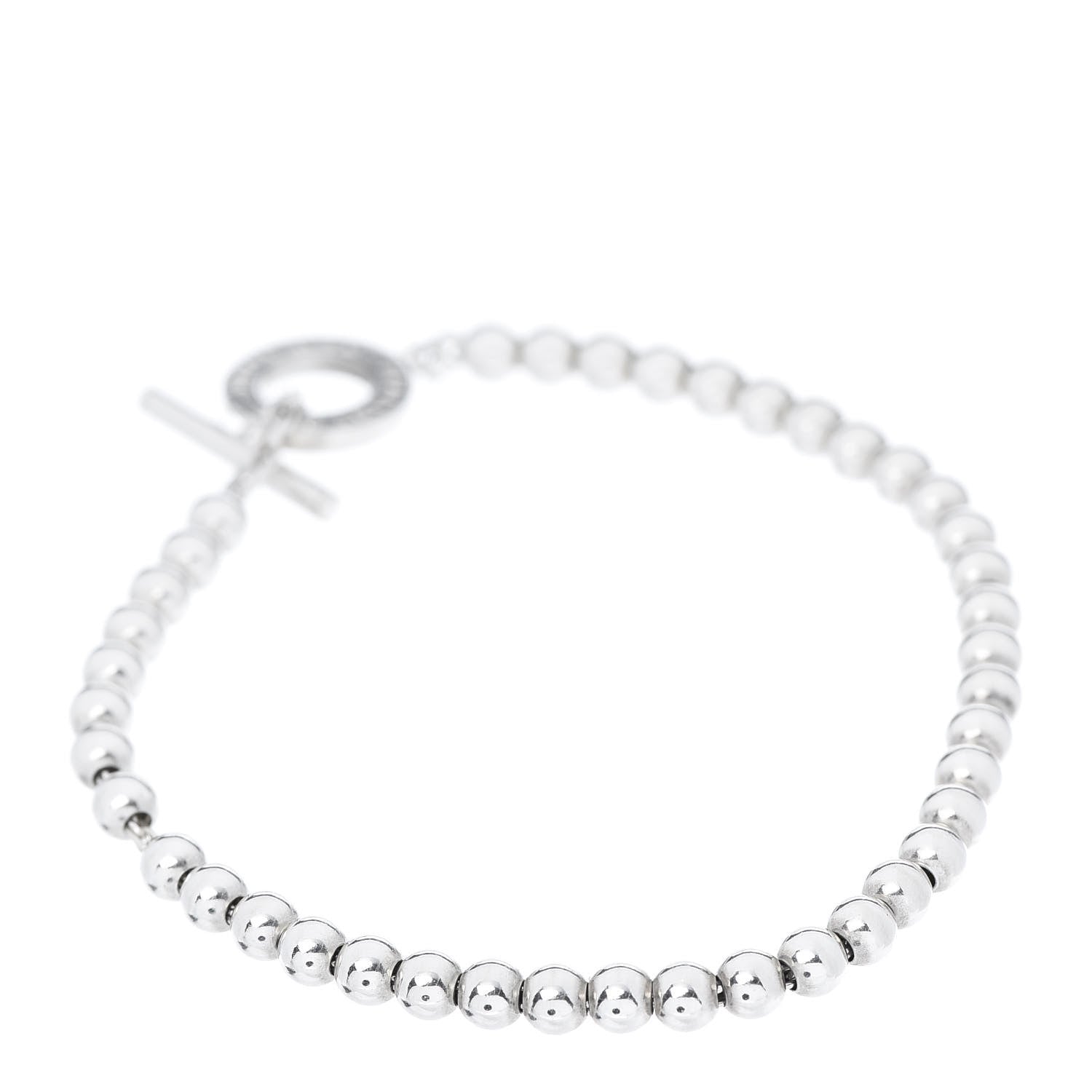 Tiffany Sterling Silver 4mm Beads Toggle Bracelet 3 of 5
