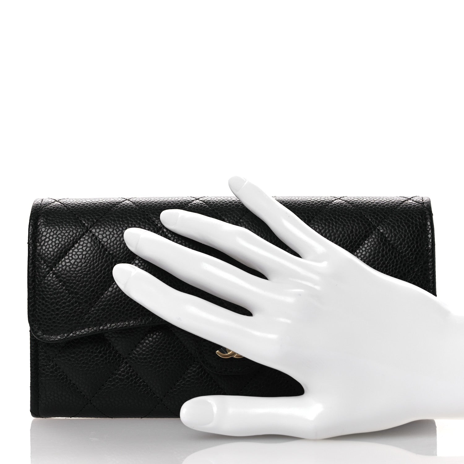 Chanel Caviar Quilted Large Gusset Flap Wallet Black 2 of 11