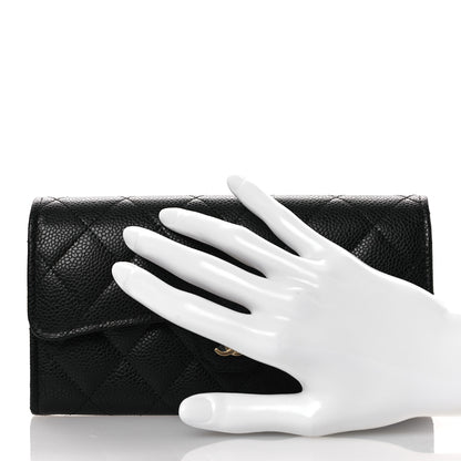 Chanel Caviar Quilted Large Gusset Flap Wallet Black 2 of 11