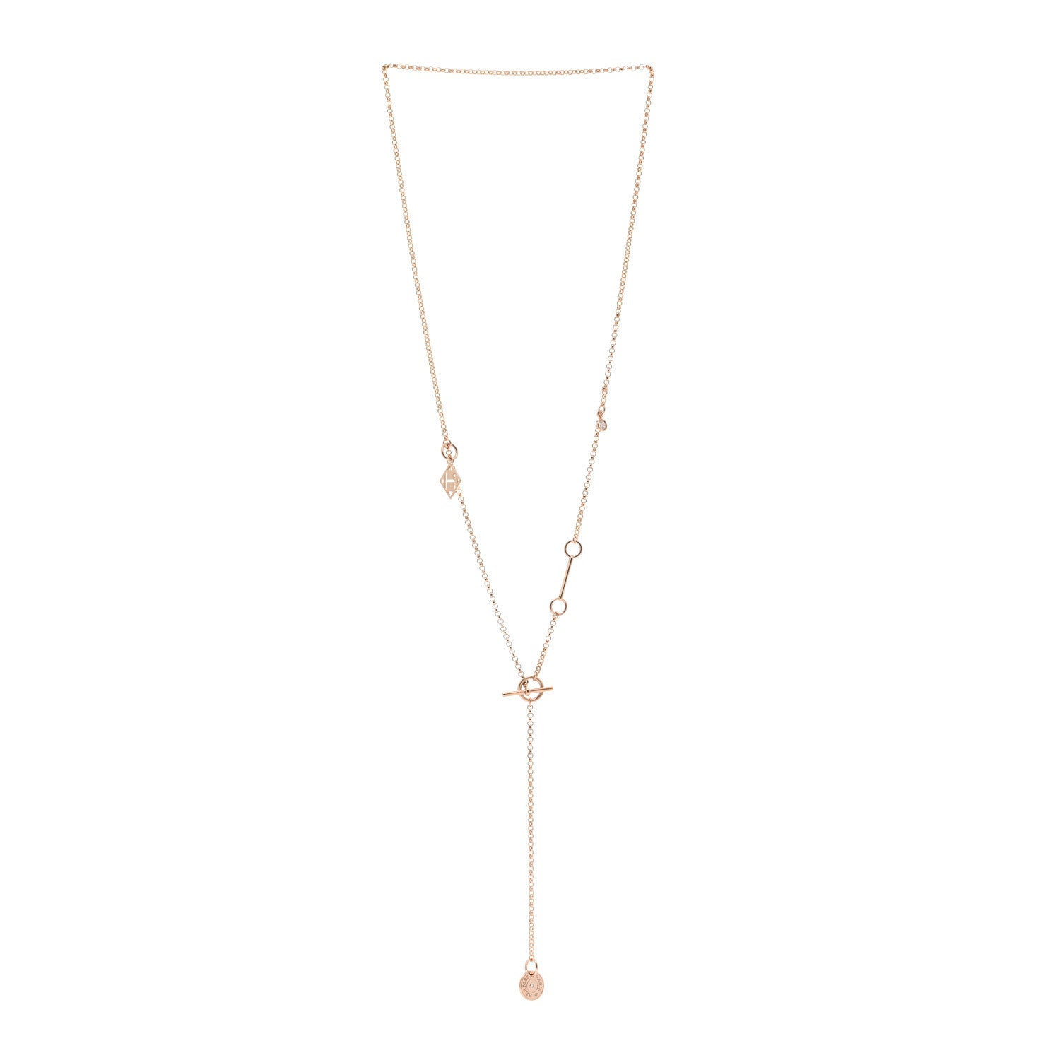 Hermes 18K Rose Gold Diamond Gambade Necklace 3 of 4