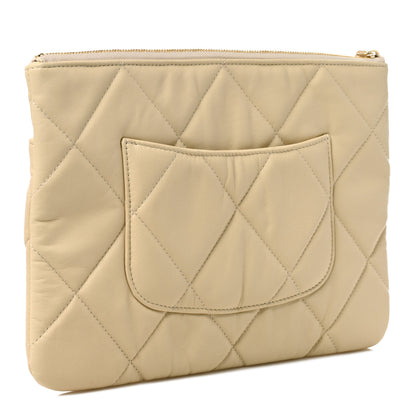 Chanel Shiny Goatskin Quilted Chanel 19 Pouch Beige 3 of 10