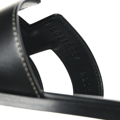 Hermes Box Calfskin Oran Sandals 38 Black 6 of 9
