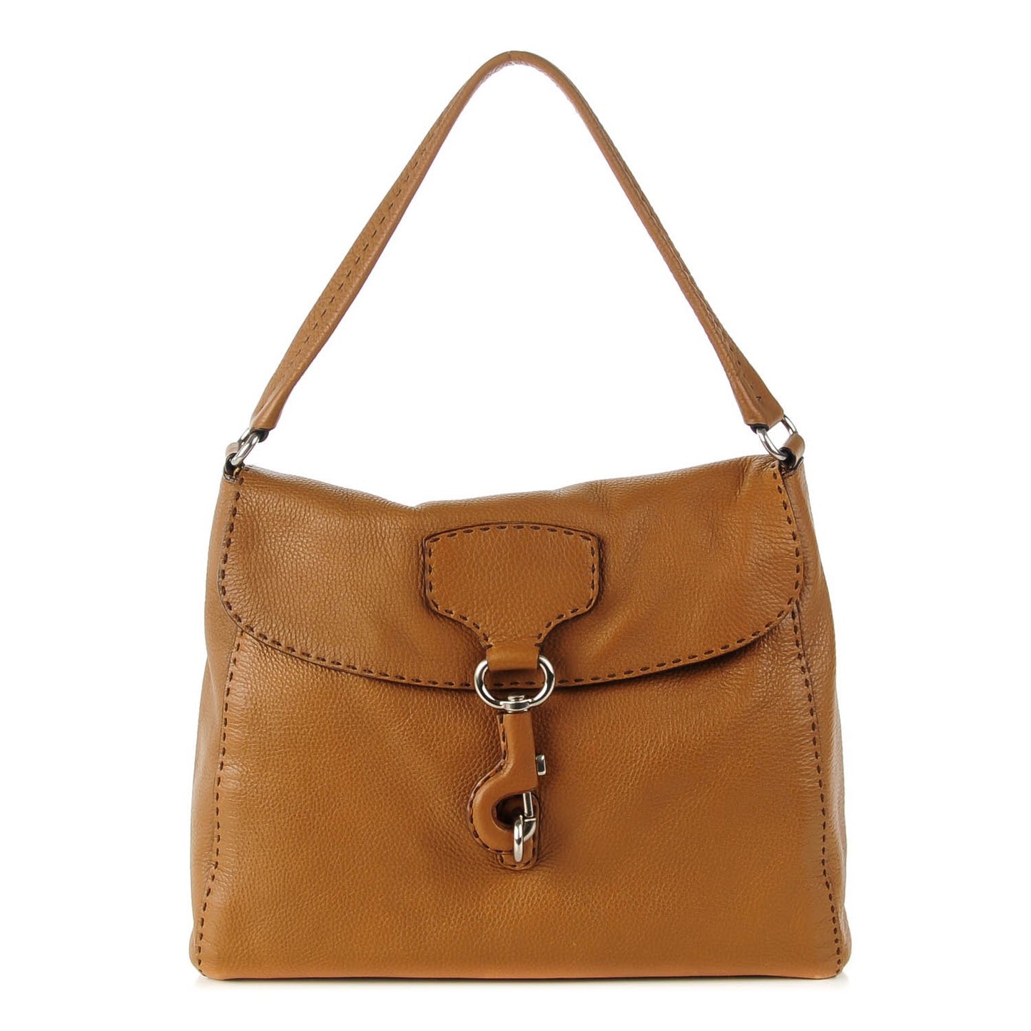 Vitello Daino Shoulder Flap Bag Caramel