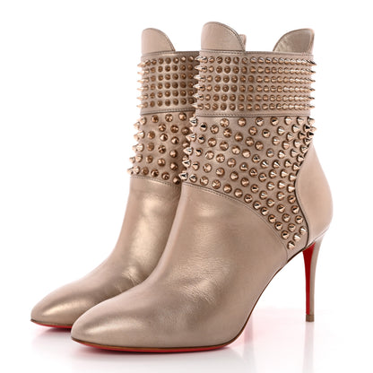 Christian Louboutin Calfskin Perle Spiked Hongroise 85 Ankle Boots 37 Colombe 3 of 13