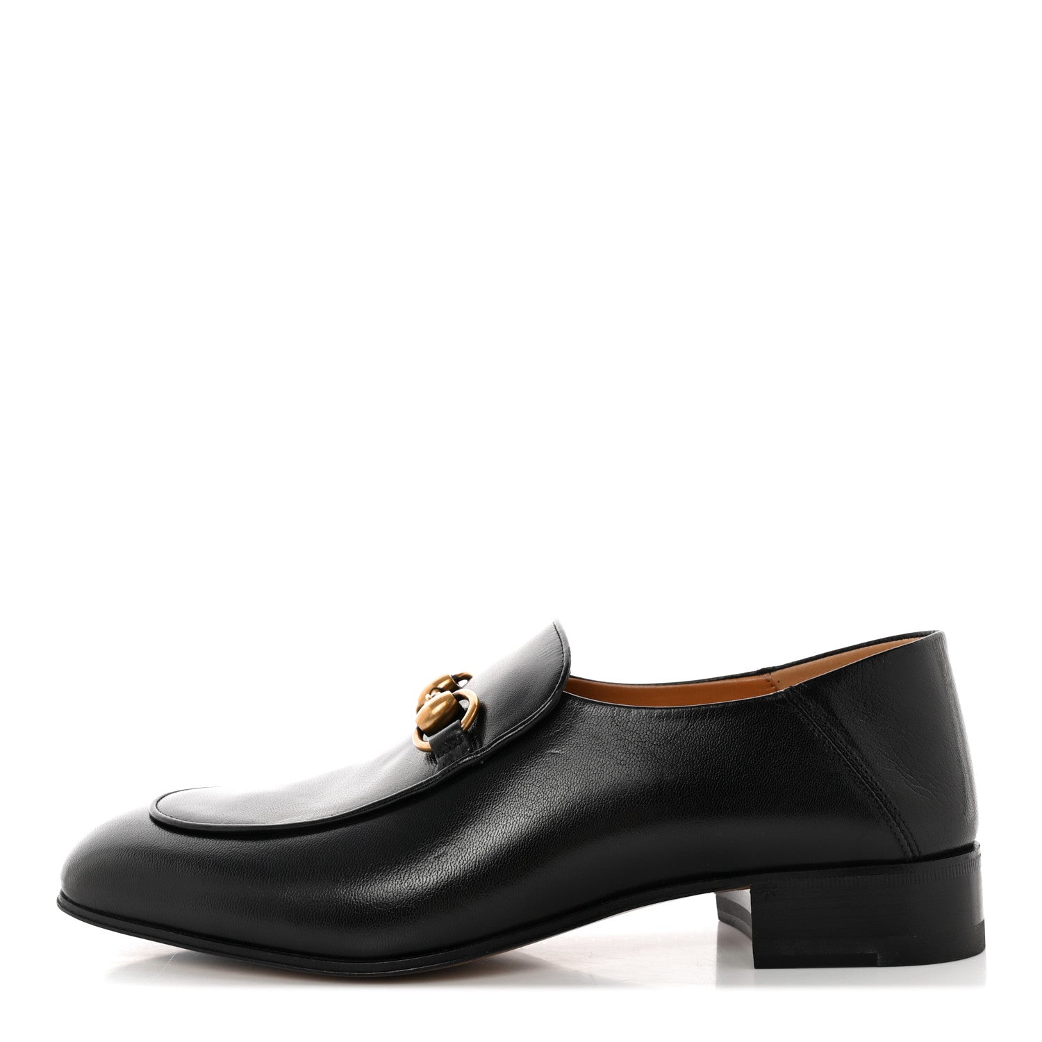 Gucci Goatskin Womens Horsebit Mid-Heel Loafers 38.5 Black 1 of 12