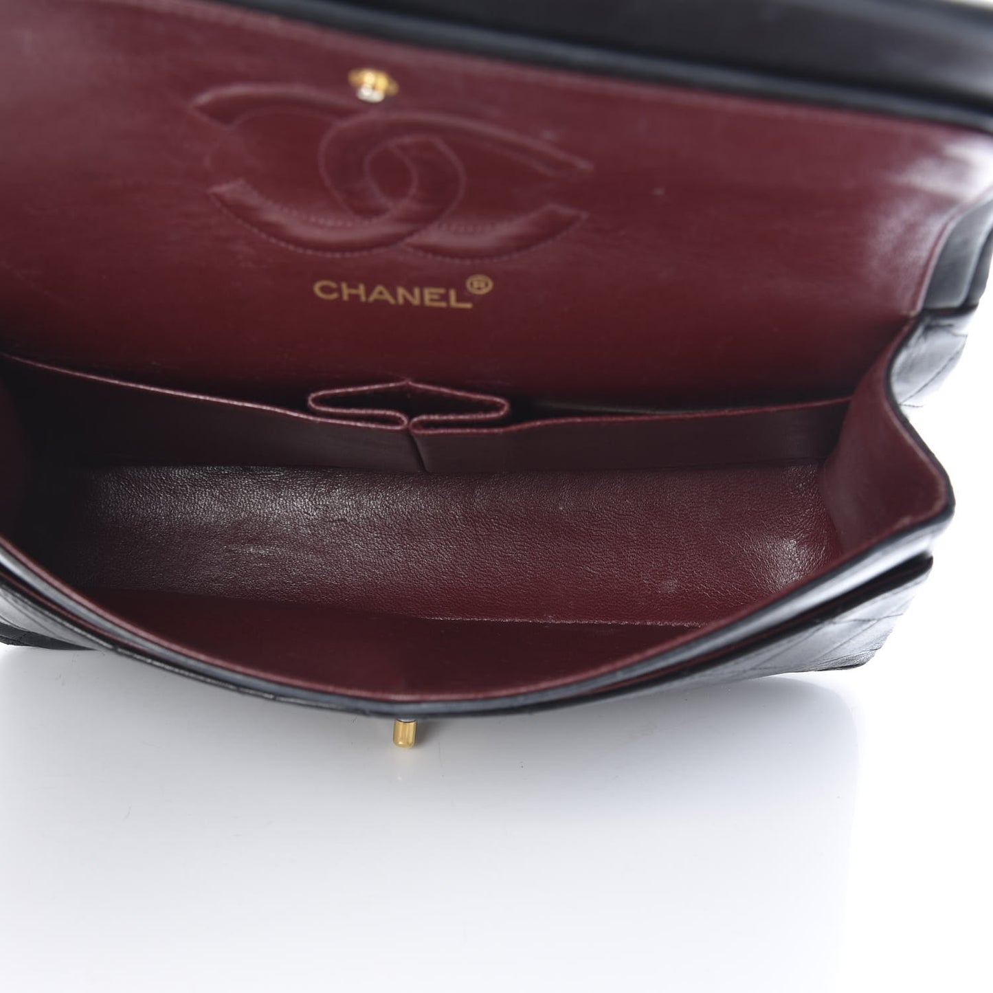 Lambskin Quilted Medium Double Flap Black