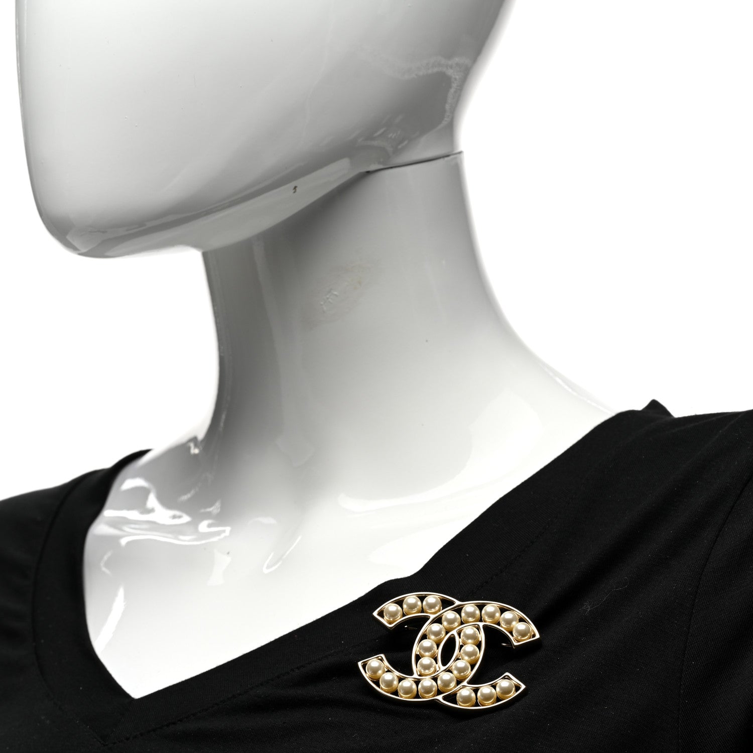 Chanel Pearl CC Brooch Light Gold 2 of 5