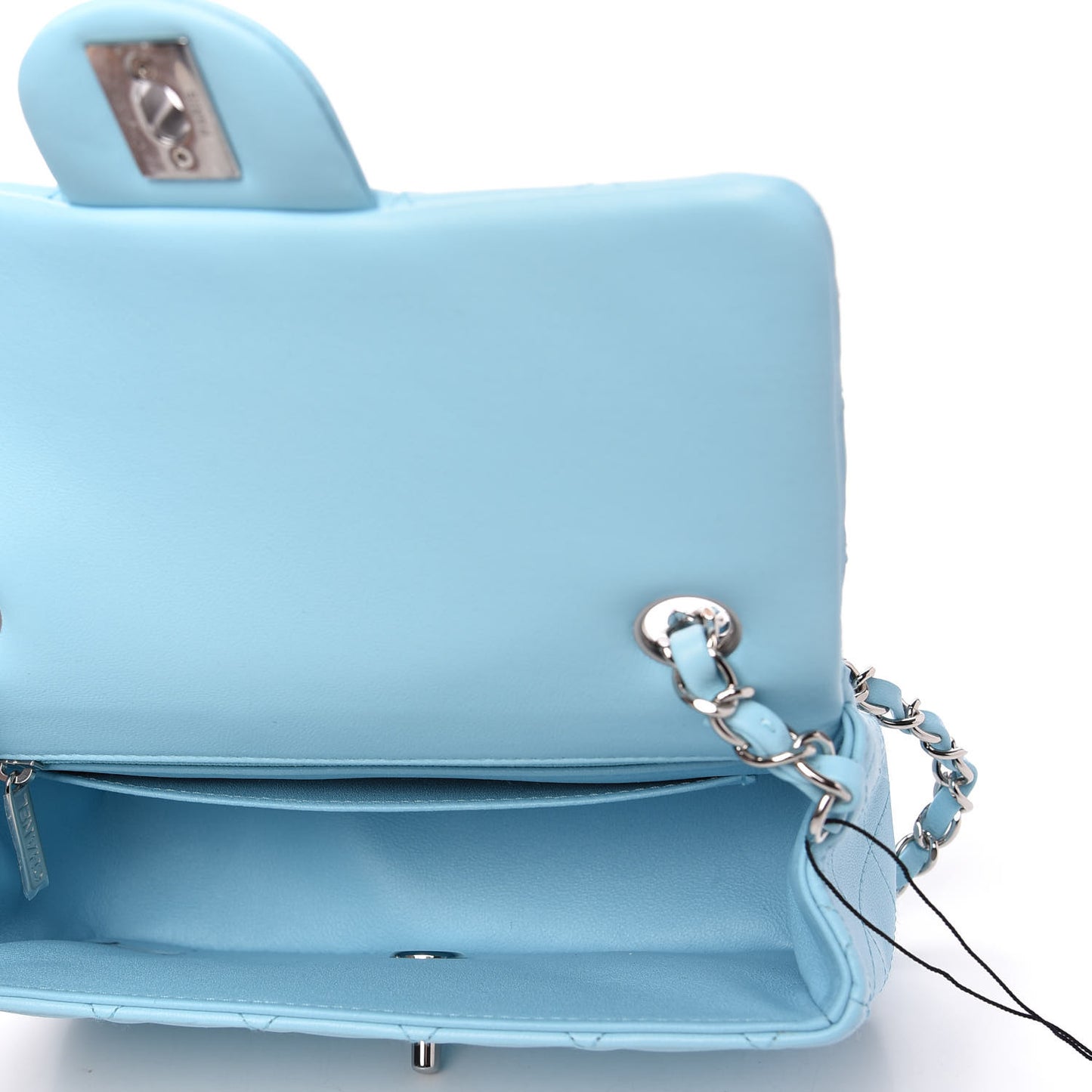Lambskin Quilted Mini Rectangular Flap Neon Blue
