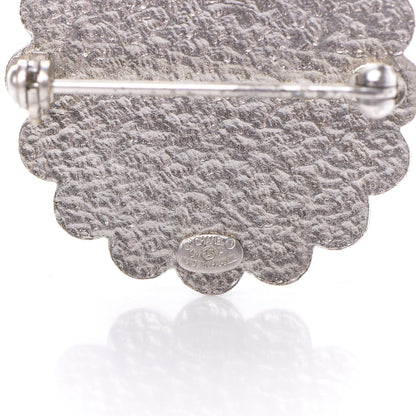 Chanel Metal Resin Flower Brooch White Red 3 of 4