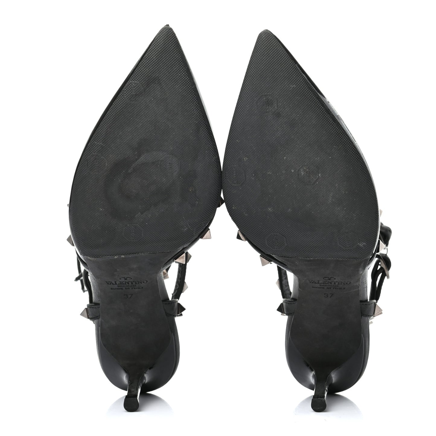 Patent Nappa Rockstud Ankle Strap 65mm Pumps 37 Black