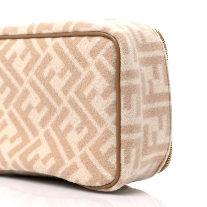 Fendi Wool FF 1974 Cosmetic Case Beige Cammello Sand 9 of 10