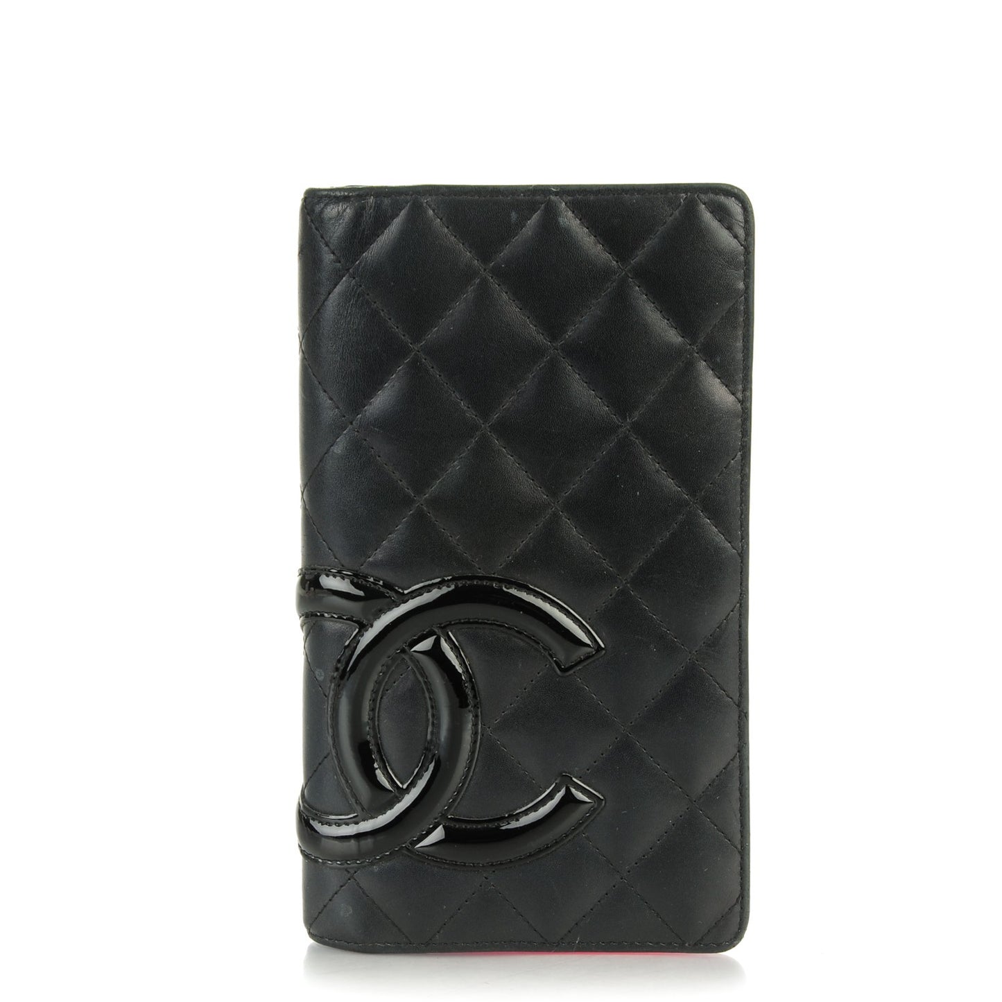 Calfskin Quilted Cambon Yen Wallet Black