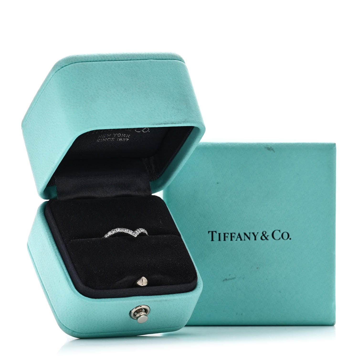 Tiffany Platinum Diamond Soleste V Band Ring 45 3.25 5 of 5