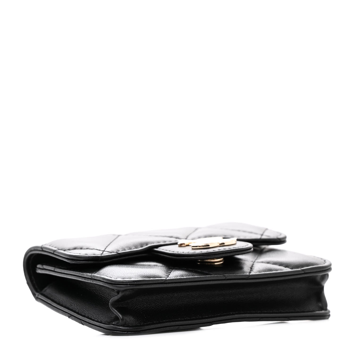 Chanel Lambskin Quilted Elegant Chain Mini Flap Belt Bag Black 4 of 12