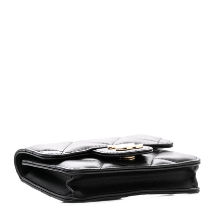 Chanel Lambskin Quilted Elegant Chain Mini Flap Belt Bag Black 4 of 12