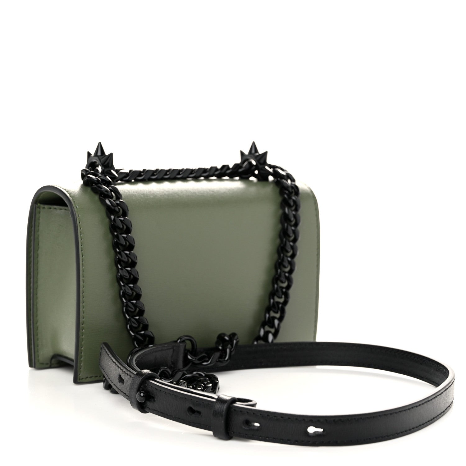 Alexander McQueen Calfskin Mini Jeweled Knuckle Satchel Khaki Green 3 of 11