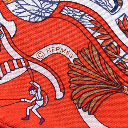 Hermes Silk Exposition Universelle Scarf 90 Rouge Creme Violet 4 of 5