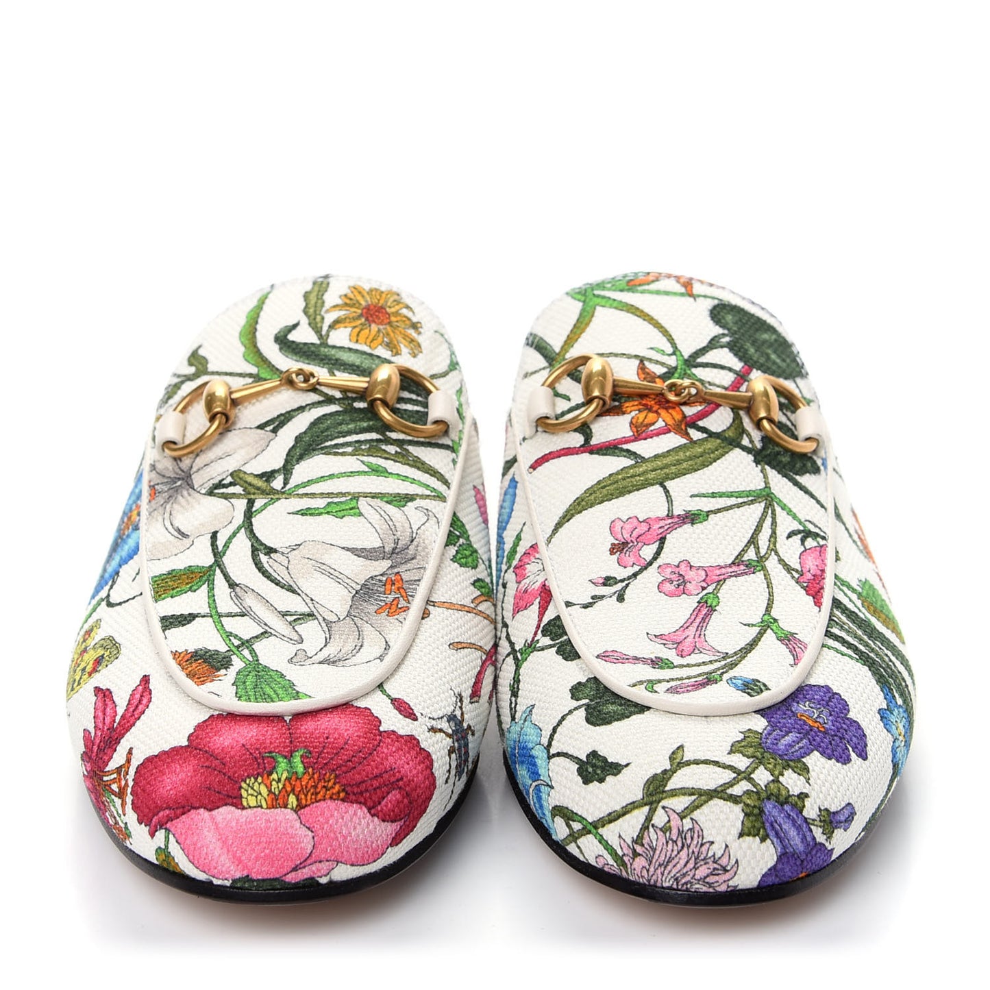 Canvas Flora Womens Princetown Slippers 36 White Multicolor