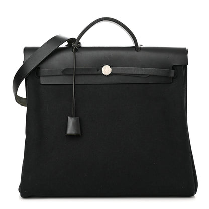 Hermes Toile Vache Calfskin Herbag 39 MM Black 1 of 16