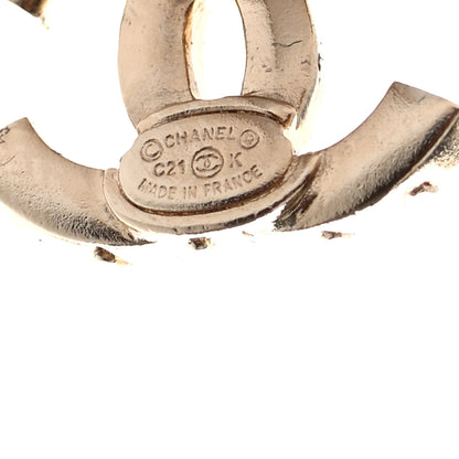 Chanel Crystal Studded CC Earrings Gold 4 of 4