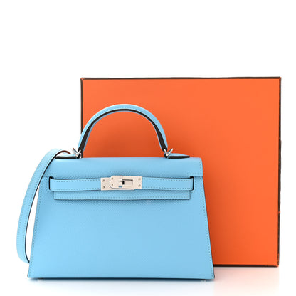 Hermes Epsom Mini Kelly Sellier 20 Celeste 11 of 11