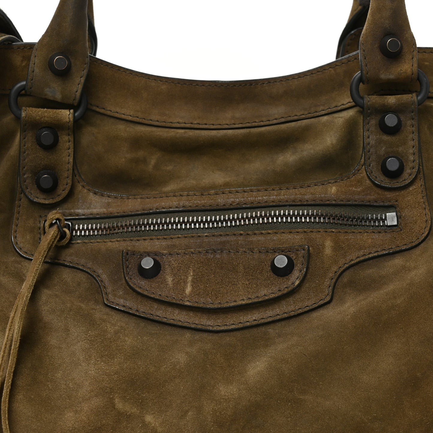 Waxed Suede Calfskin Classic Hardware Medium Le City Khaki