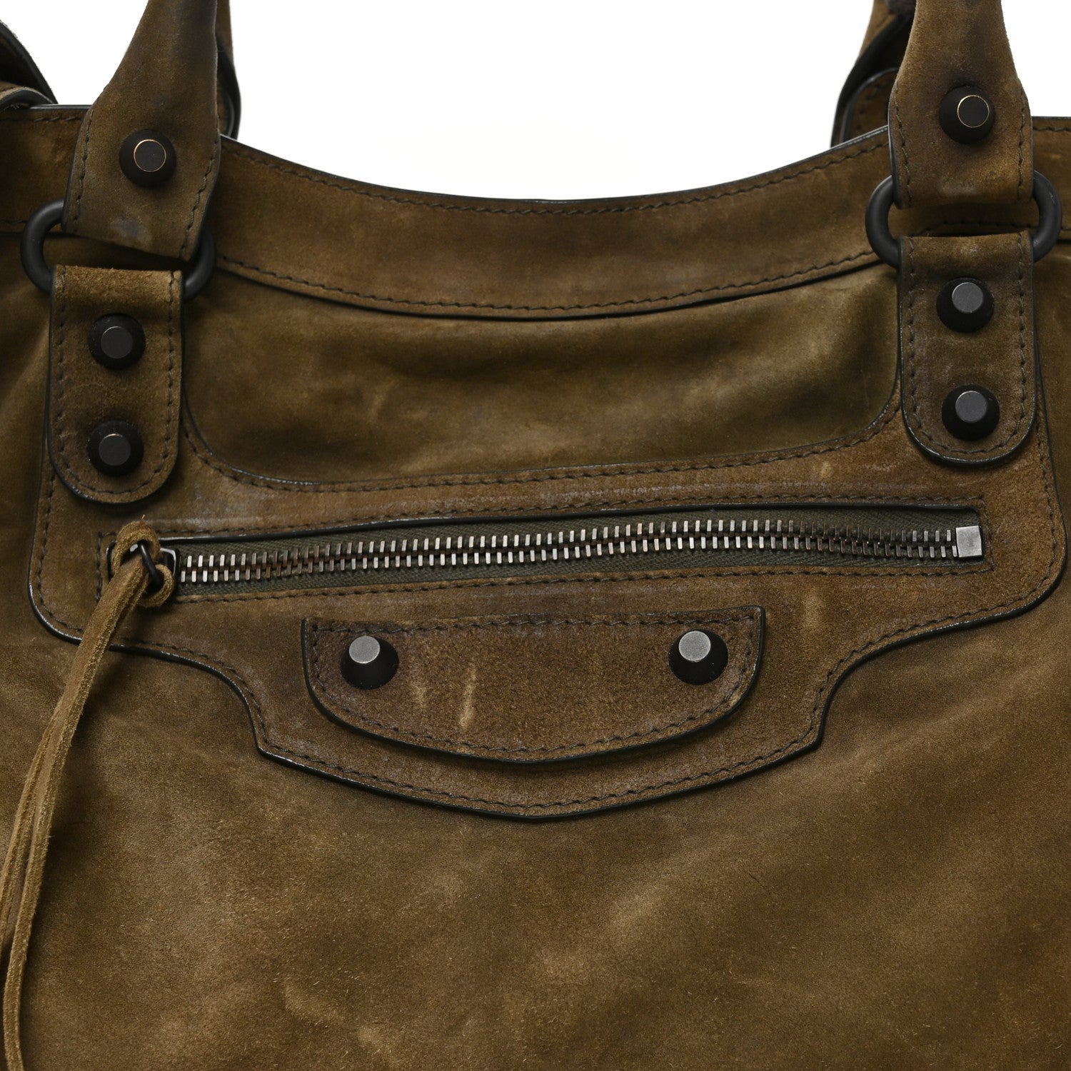Balenciaga Waxed Suede Calfskin Classic Hardware Medium Le City Khaki 8 of 10