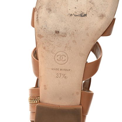 Chanel Calfskin Gladiator Sandals 38.5 Brown 6 of 9