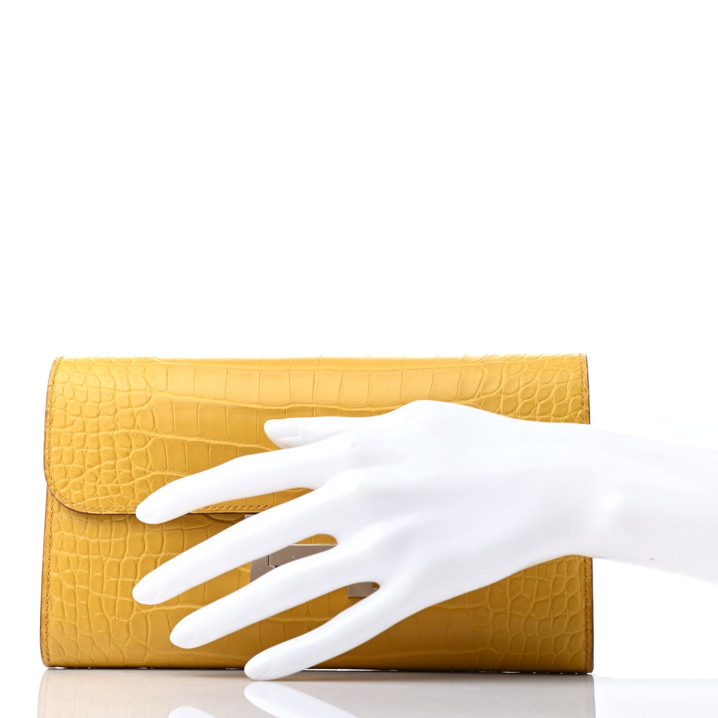 Matte Alligator Constance Long Wallet Jaune Ambre
