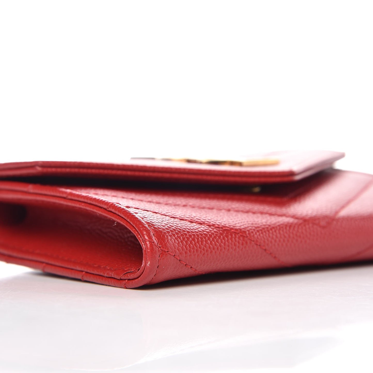 Grain De Poudre Matelasse Chevron Small Monogram Envelope Wallet New Red