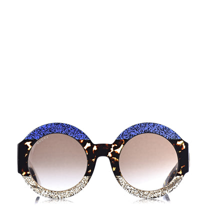 Gucci Acetate Round GG0084S Sunglasses Glitter Blue Multi 2 of 7