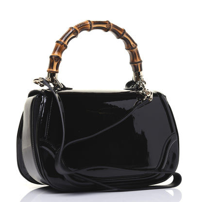 Gucci Patent Medium New Bamboo Top Handle Bag Black 3 of 15